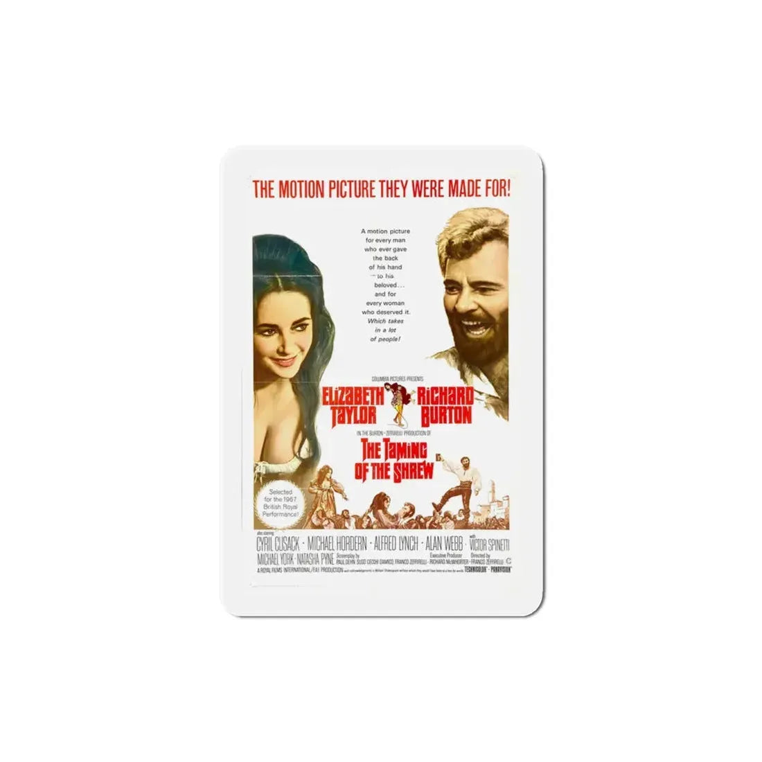The Taming of the Shrew 1967 Movie Poster Refrigerator Magnet 3 Inch - The Sticker Space