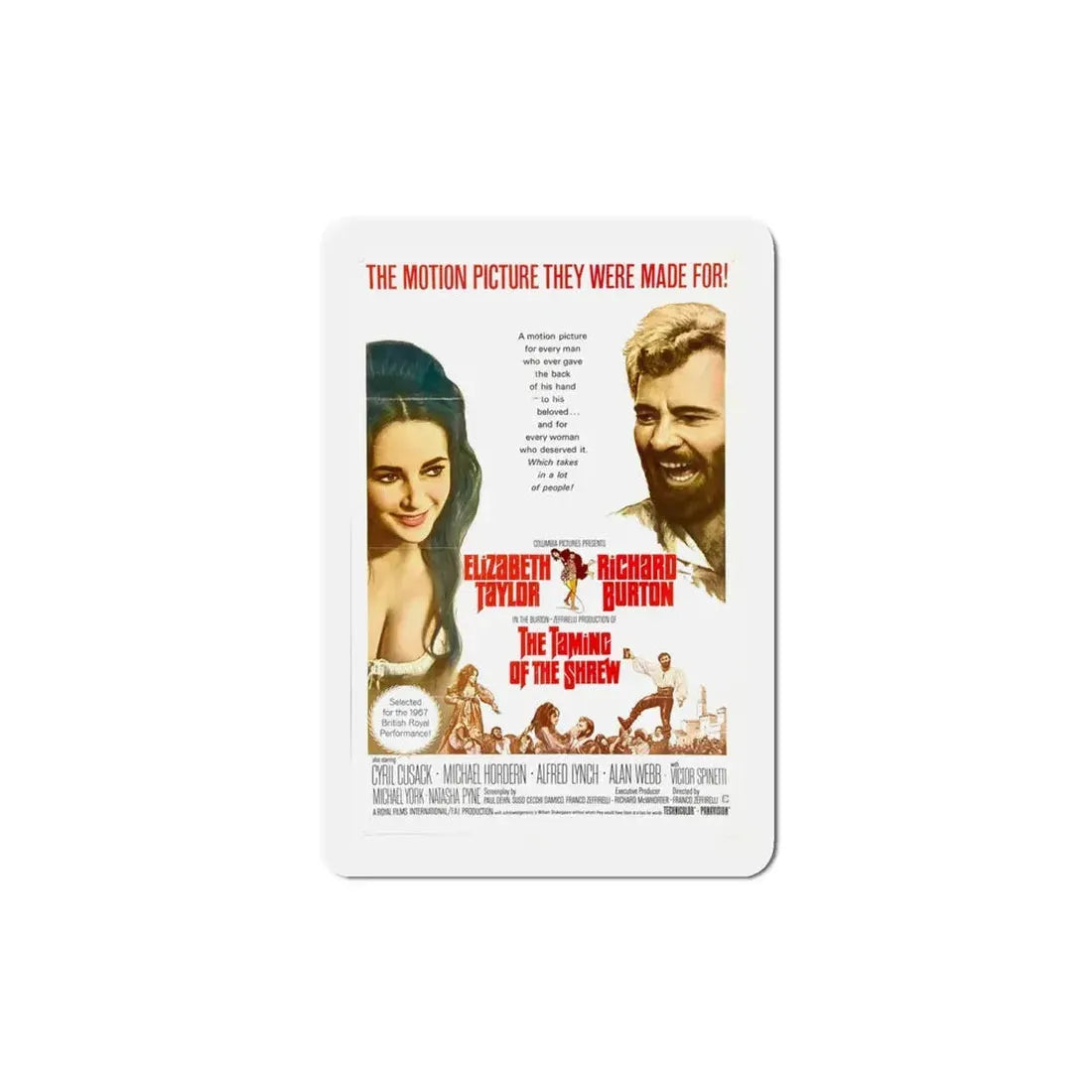 The Taming of the Shrew 1967 Movie Poster Refrigerator Magnet 4 Inch - The Sticker Space