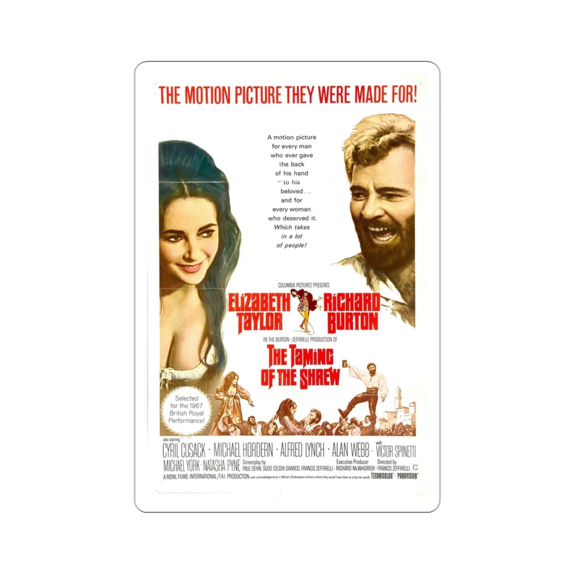 The Taming of the Shrew 1967 Movie Poster STICKER Vinyl Die-Cut Decal-3 Inch-The Sticker Space