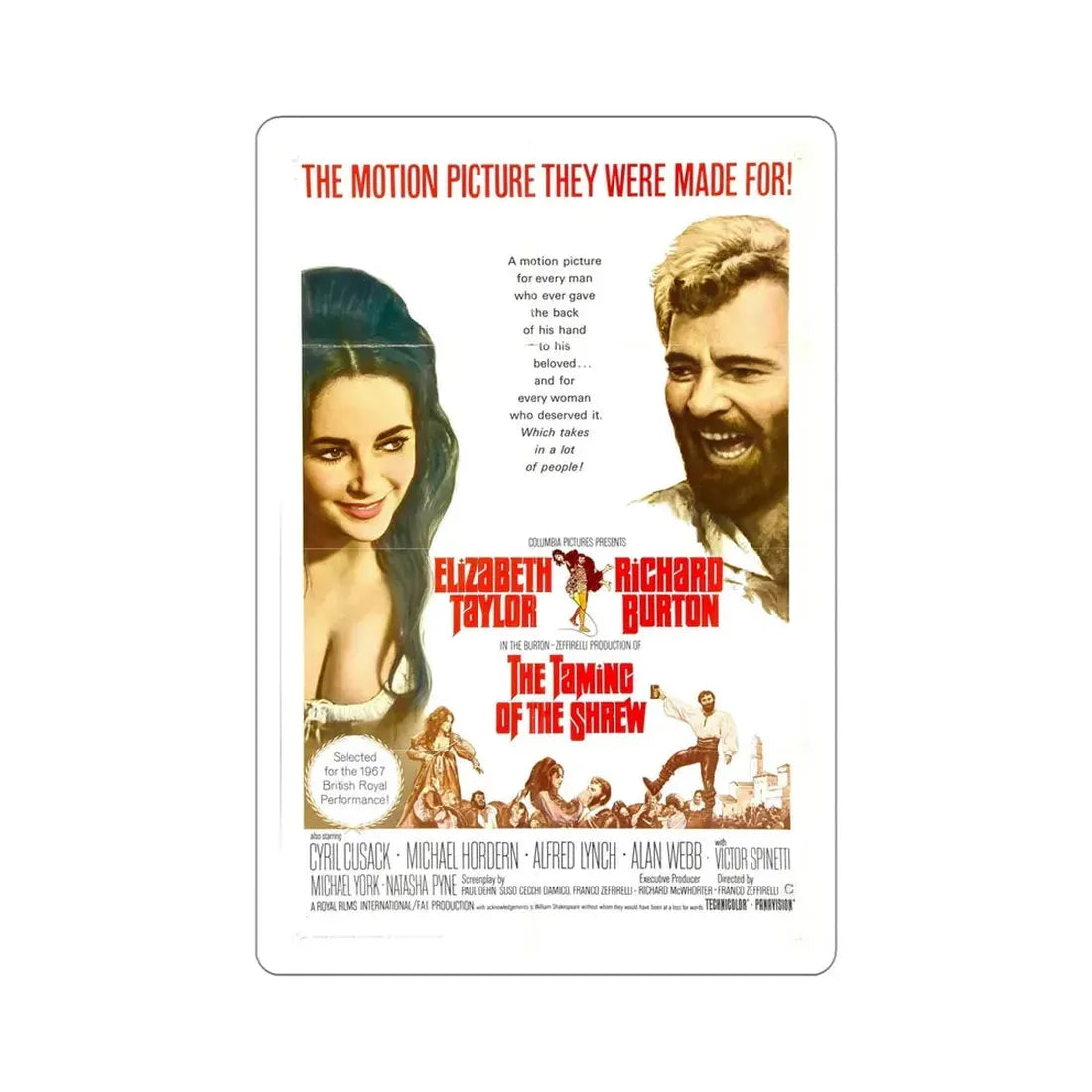 The Taming of the Shrew 1967 Movie Poster STICKER Vinyl Die-Cut Decal 5 Inch - The Sticker Space