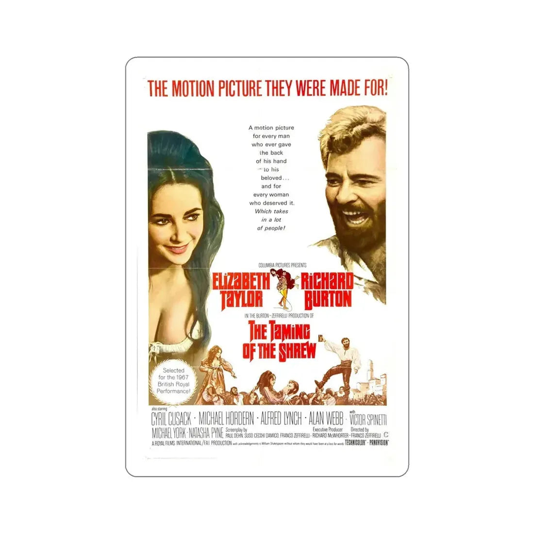 The Taming of the Shrew 1967 Movie Poster STICKER Vinyl Die-Cut Decal 6 Inch - The Sticker Space