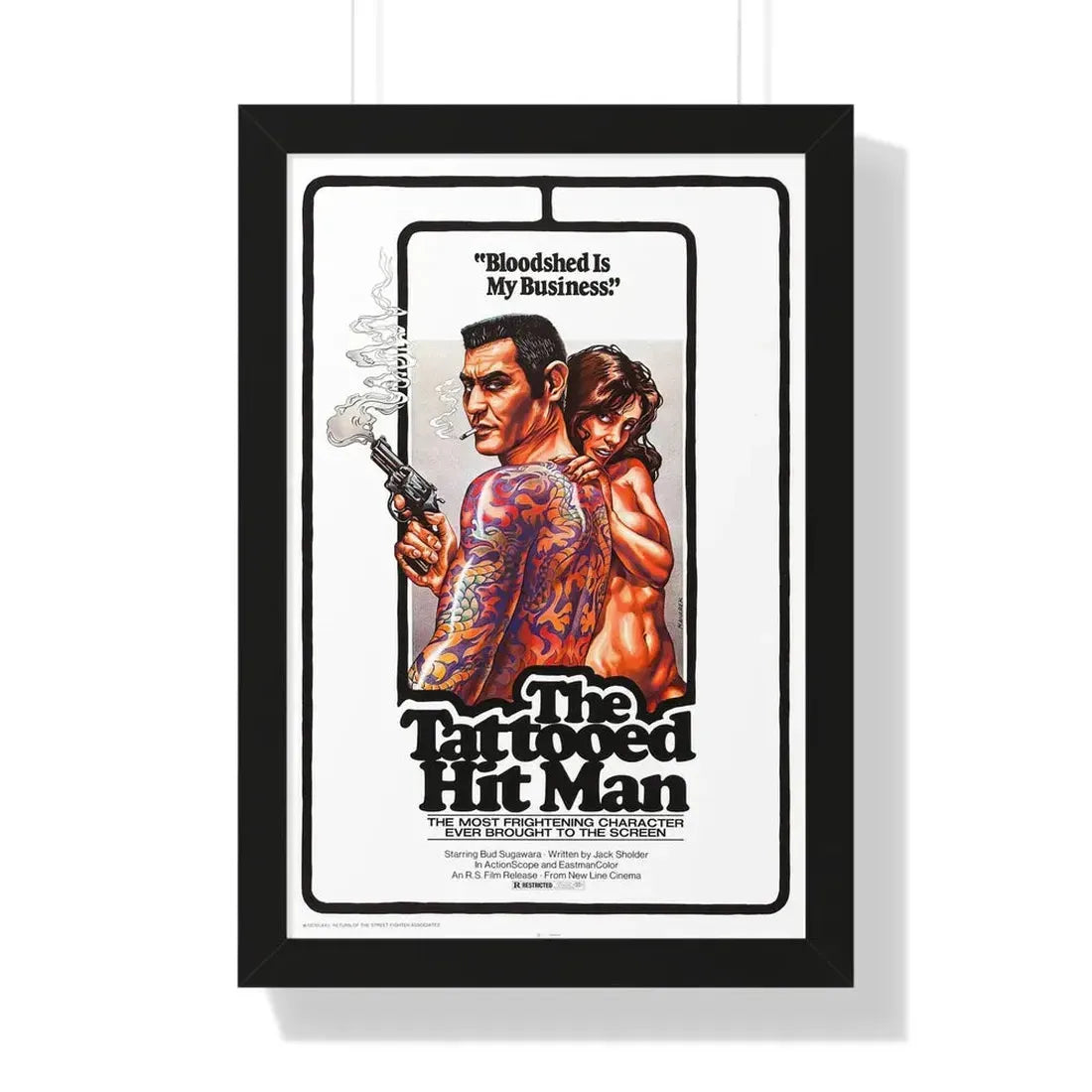 THE TATTOED HITMAN 1974 - Framed Movie Poster 16″ x 24″ Black - The Sticker Space
