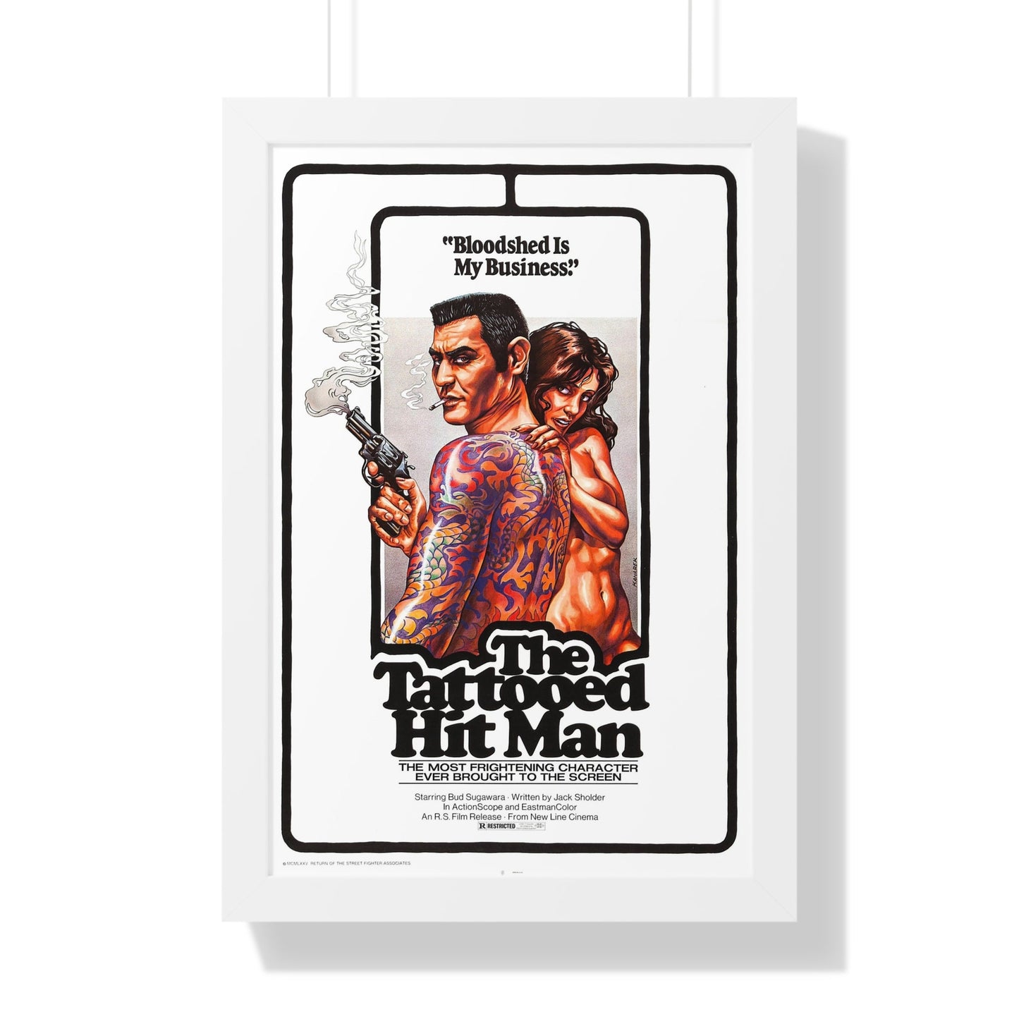 THE TATTOED HITMAN 1974 - Framed Movie Poster-16″ x 24″-The Sticker Space