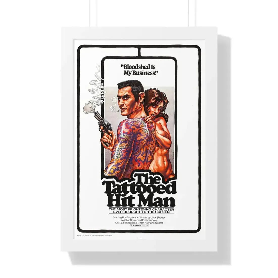 THE TATTOED HITMAN 1974 - Framed Movie Poster 16″ x 24″ White - The Sticker Space
