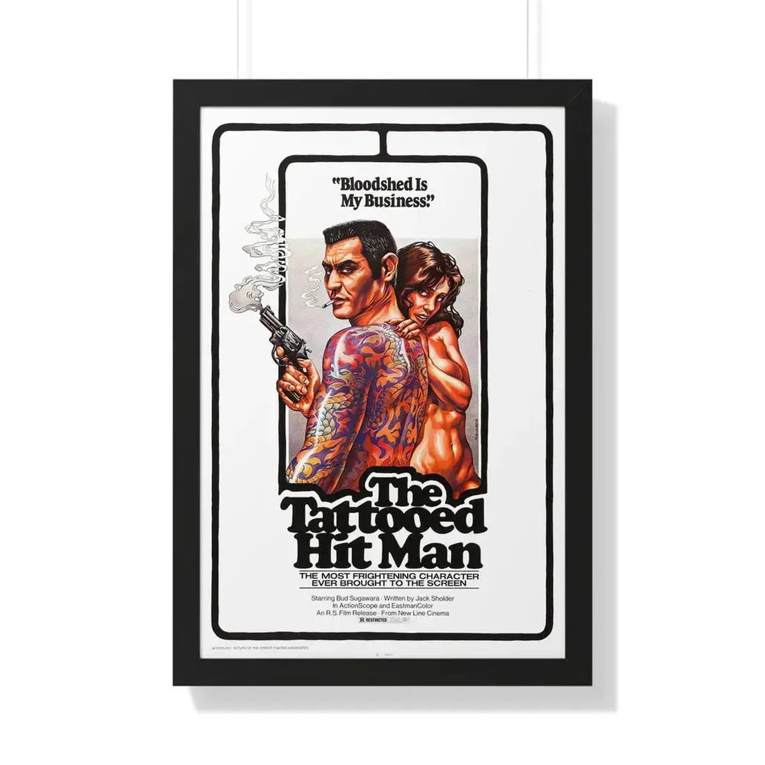 THE TATTOED HITMAN 1974 - Framed Movie Poster 20" x 30" Black - The Sticker Space