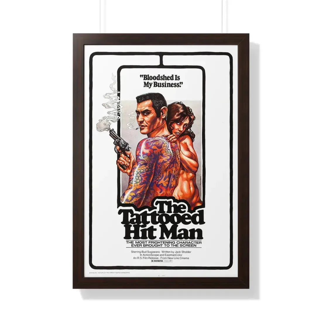 THE TATTOED HITMAN 1974 - Framed Movie Poster 20" x 30" Walnut - The Sticker Space