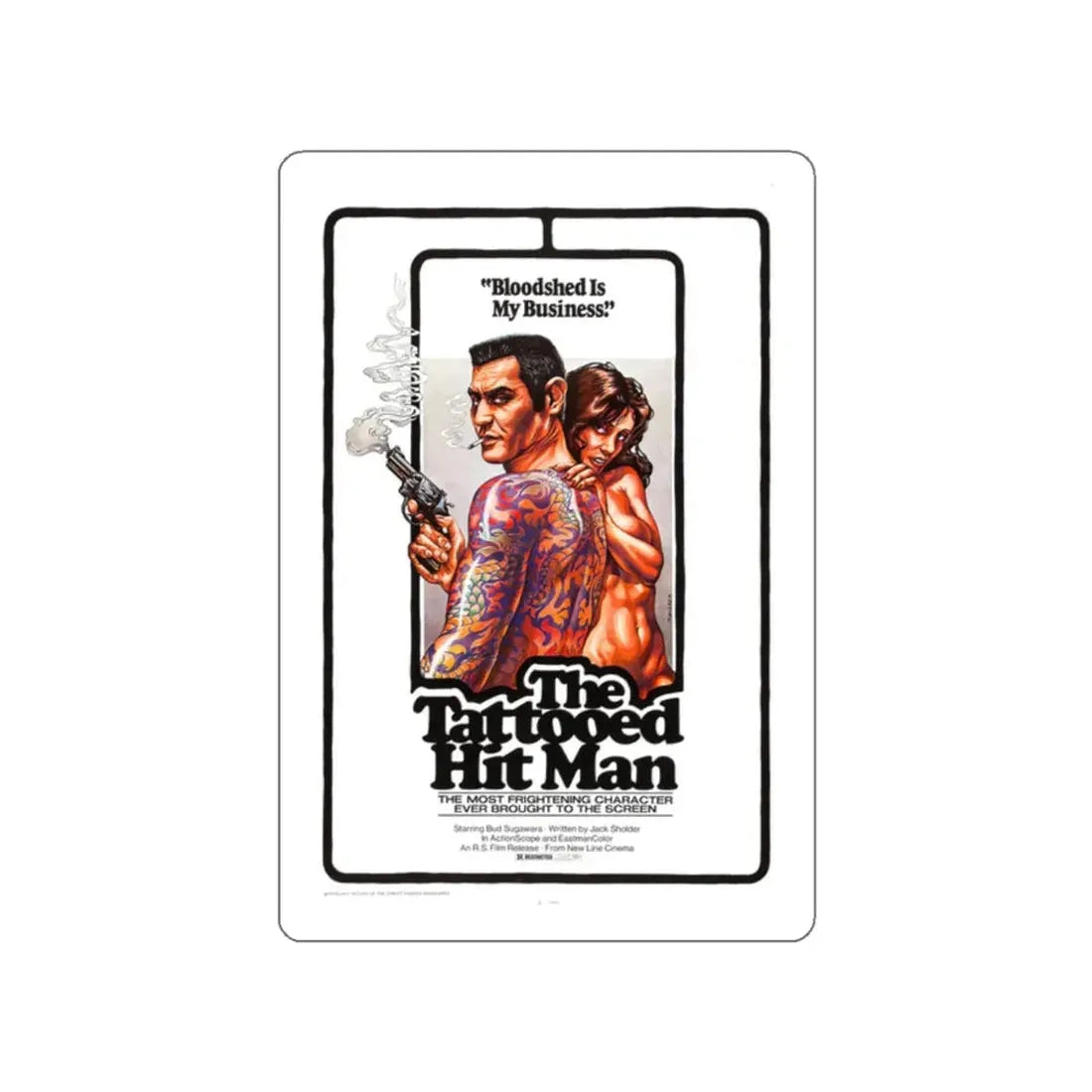 THE TATTOED HITMAN 1974 Movie Poster STICKER Vinyl Die-Cut Decal 2 Inch - The Sticker Space
