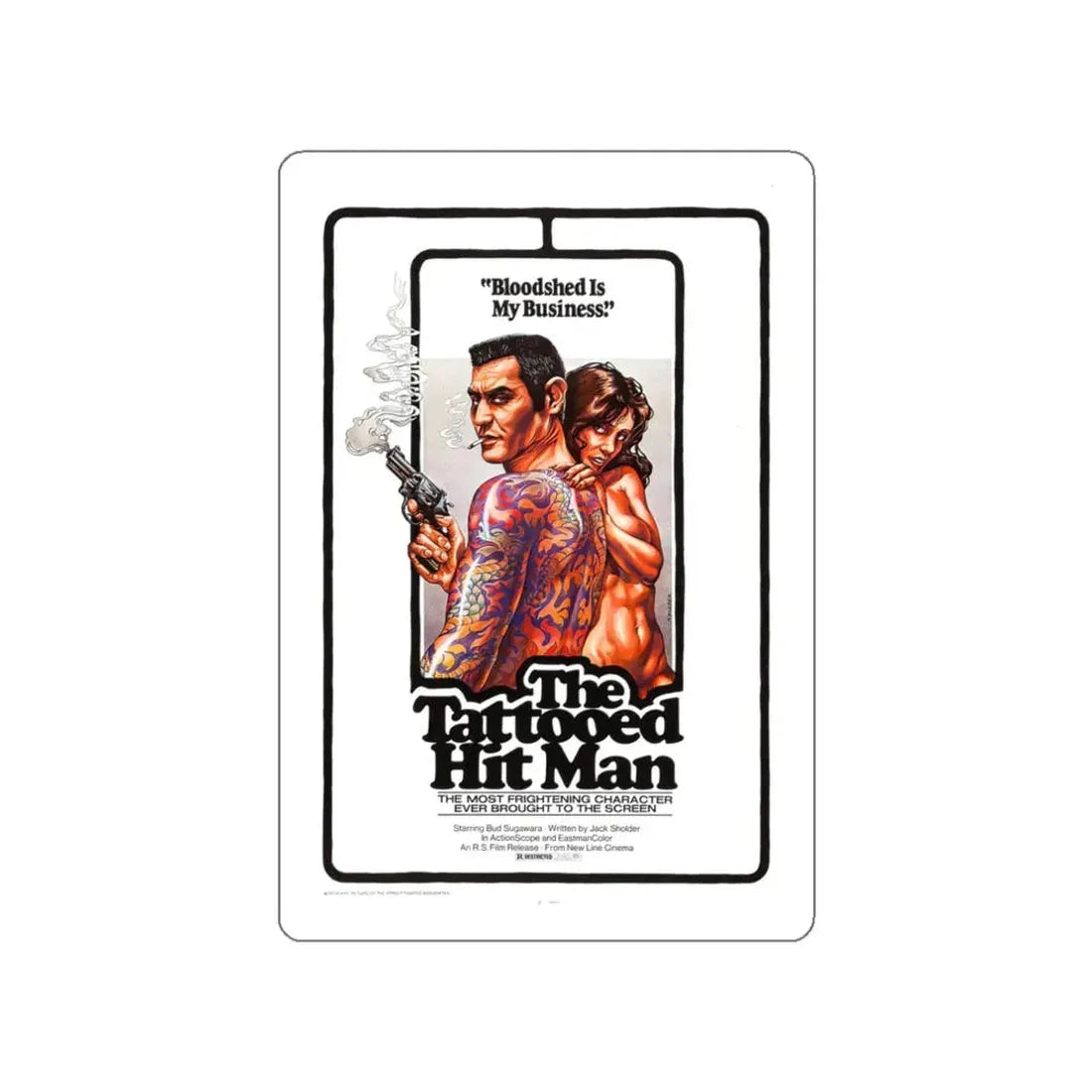 THE TATTOED HITMAN 1974 Movie Poster STICKER Vinyl Die-Cut Decal 3 Inch - The Sticker Space