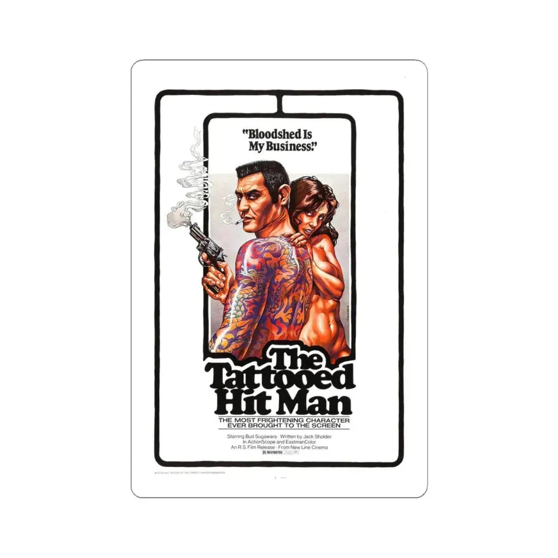 THE TATTOED HITMAN 1974 Movie Poster - STICKER Vinyl Kiss-Cut Decal 6 Inch White - The Sticker Space