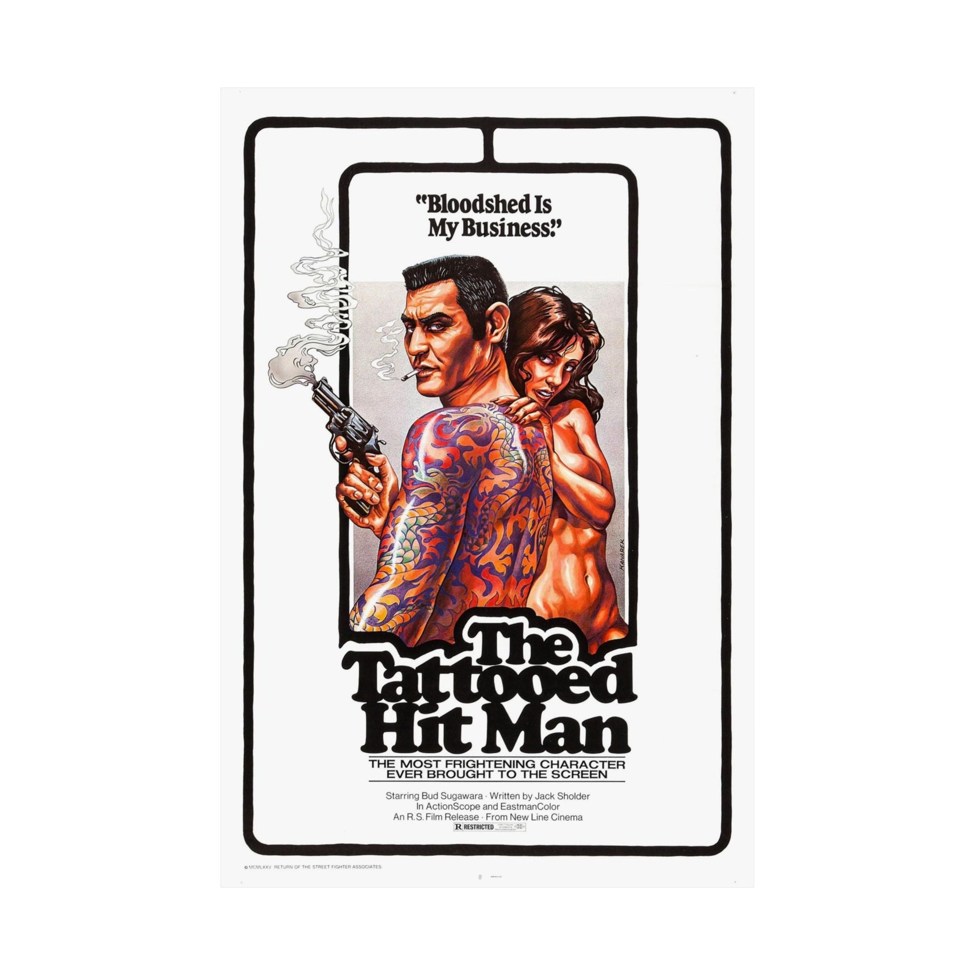 THE TATTOED HITMAN 1974 - Paper Movie Poster-The Sticker Space