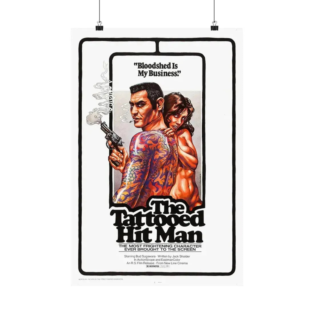 THE TATTOED HITMAN 1974 - Paper Movie Poster 16″ x 24″ Matte - The Sticker Space