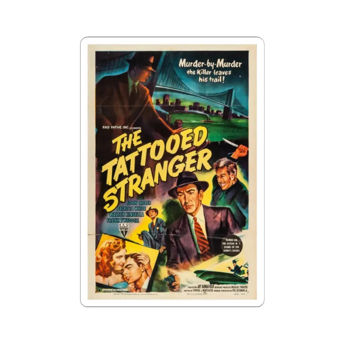 The Tattooed Stranger 1950 Movie Poster - STICKER Vinyl Kiss-Cut Decal 2 Inch White - The Sticker Space