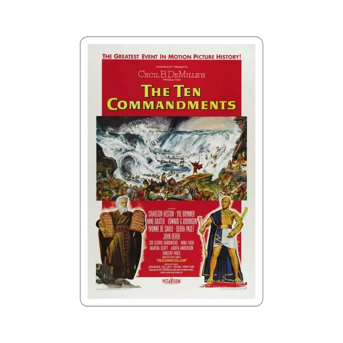 The Ten Commandments 1956 Movie Poster STICKER Vinyl Die-Cut Decal 3 Inch - The Sticker Space