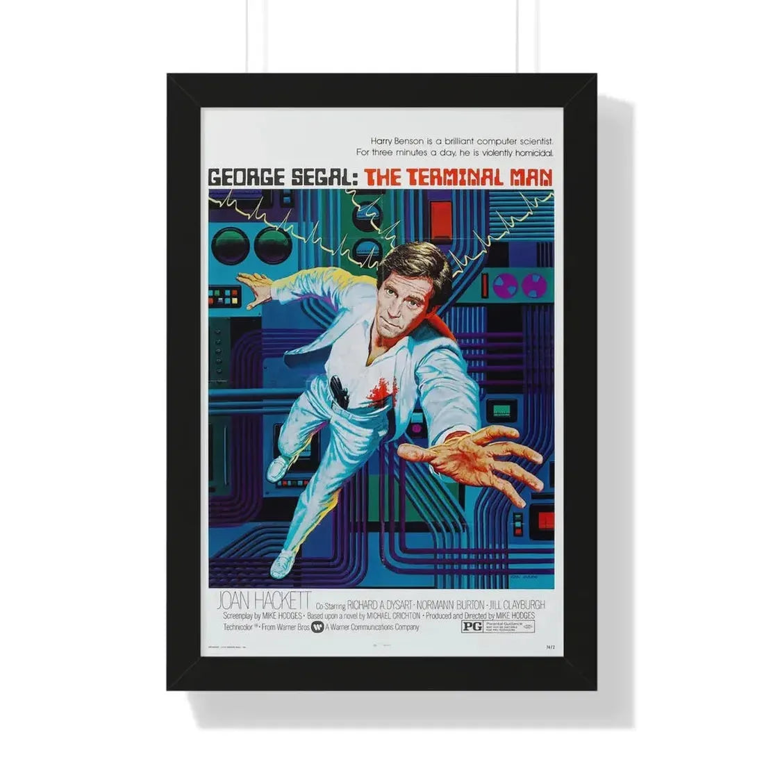 THE TERMINAL MAN 1974 - Framed Movie Poster 16″ x 24″ Black - The Sticker Space