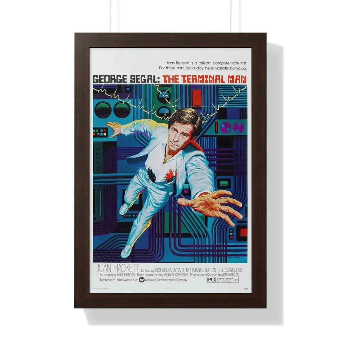 THE TERMINAL MAN 1974 - Framed Movie Poster 16″ x 24″ Walnut - The Sticker Space