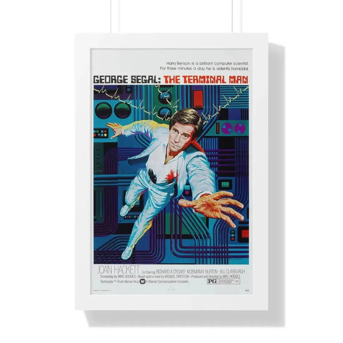 THE TERMINAL MAN 1974 - Framed Movie Poster 16″ x 24″ White - The Sticker Space