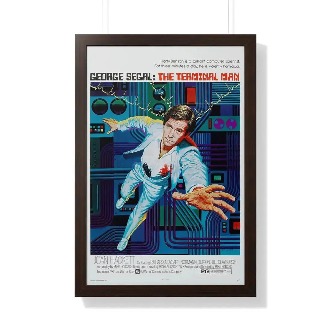 THE TERMINAL MAN 1974 - Framed Movie Poster 20" x 30" Walnut - The Sticker Space