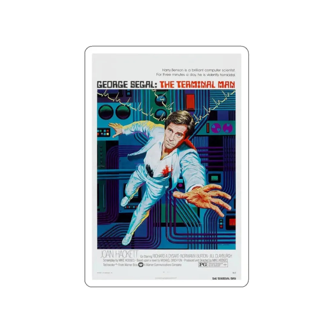 THE TERMINAL MAN 1974 Movie Poster STICKER Vinyl Die-Cut Decal 3 Inch - The Sticker Space