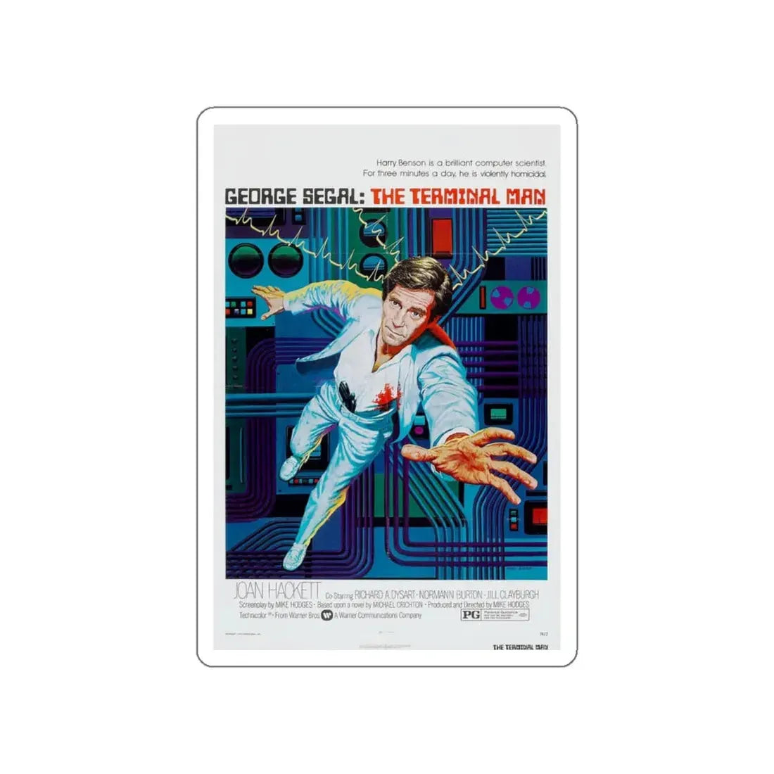 THE TERMINAL MAN 1974 Movie Poster STICKER Vinyl Die-Cut Decal 5 Inch - The Sticker Space