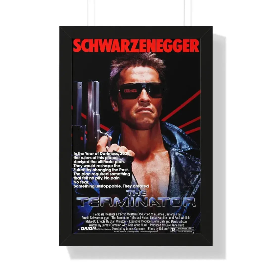THE TERMINATOR 1984 - Framed Movie Poster 16″ x 24″ Black - The Sticker Space