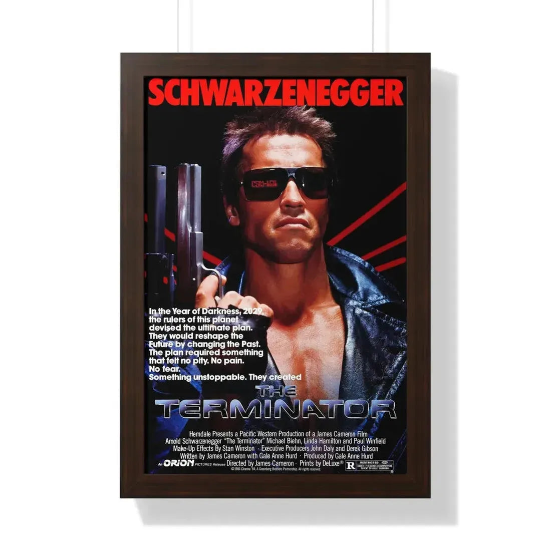 THE TERMINATOR 1984 - Framed Movie Poster 16″ x 24″ Walnut - The Sticker Space