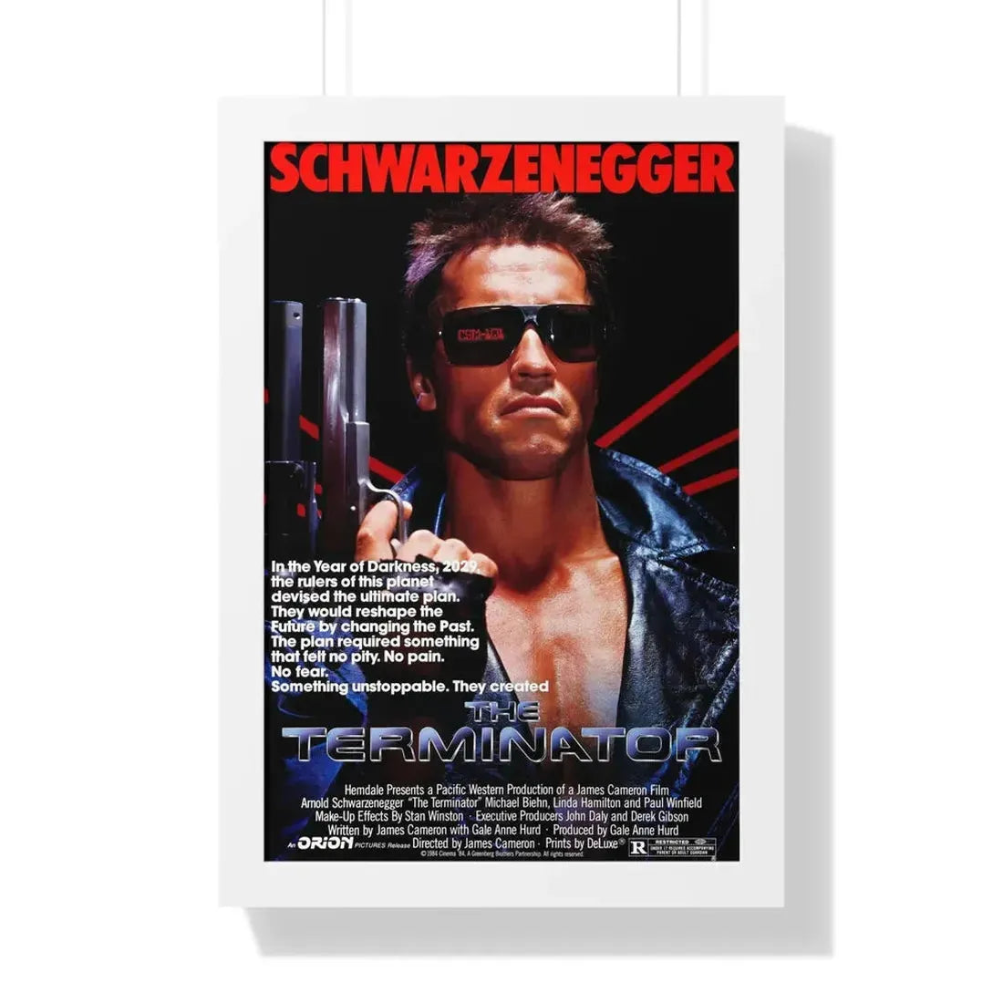 THE TERMINATOR 1984 - Framed Movie Poster 16″ x 24″ White - The Sticker Space