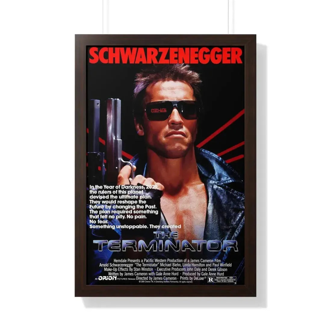 THE TERMINATOR 1984 - Framed Movie Poster 20" x 30" Walnut - The Sticker Space