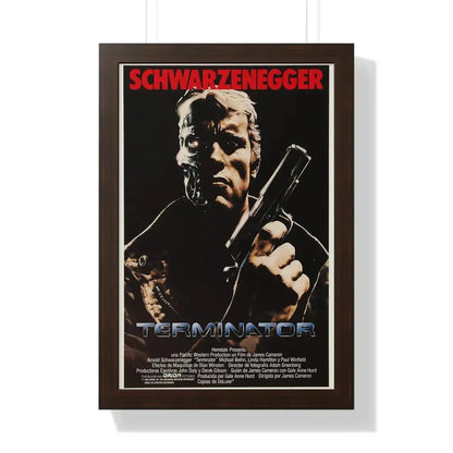 THE TERMINATOR (2) 1984 - Framed Movie Poster 16″ x 24″ Walnut - The Sticker Space