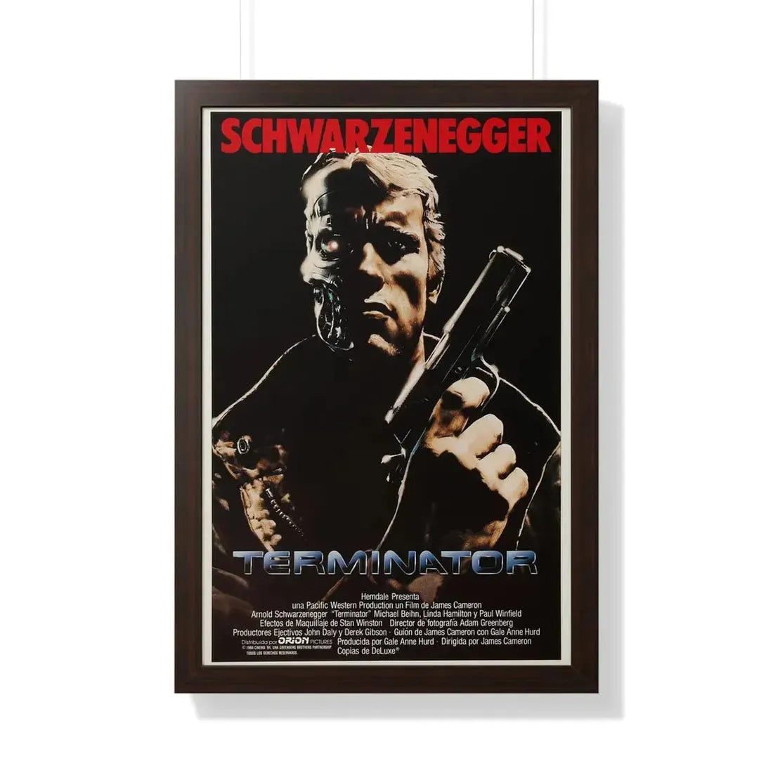 THE TERMINATOR (2) 1984 - Framed Movie Poster 20" x 30" Walnut - The Sticker Space