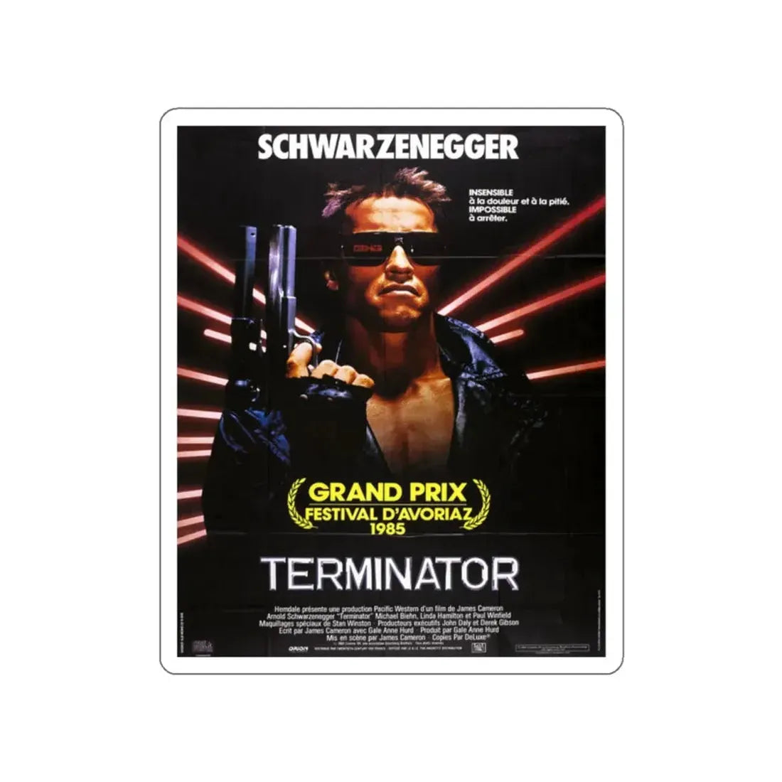 THE TERMINATOR (FRENCH) 1984 Movie Poster STICKER Vinyl Die-Cut Decal 2 Inch - The Sticker Space