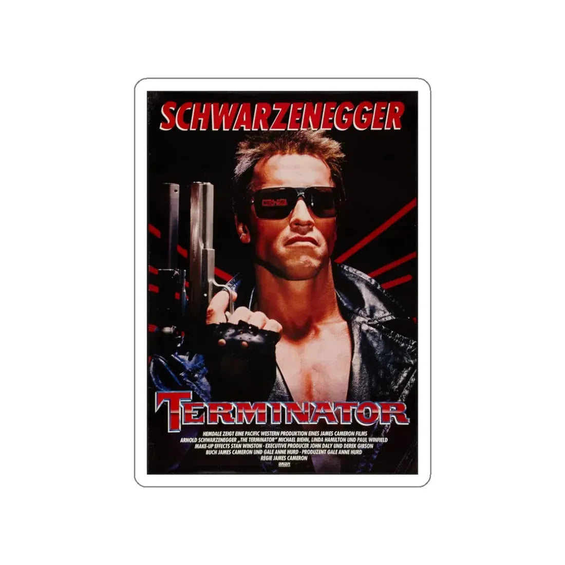 THE TERMINATOR (GERMAN) 1984 Movie Poster STICKER Vinyl Die-Cut Decal 3 Inch - The Sticker Space