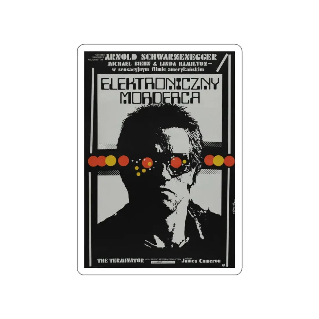 THE TERMINATOR (POLISH) 1984 Movie Poster STICKER Vinyl Die-Cut Decal 3 Inch - The Sticker Space