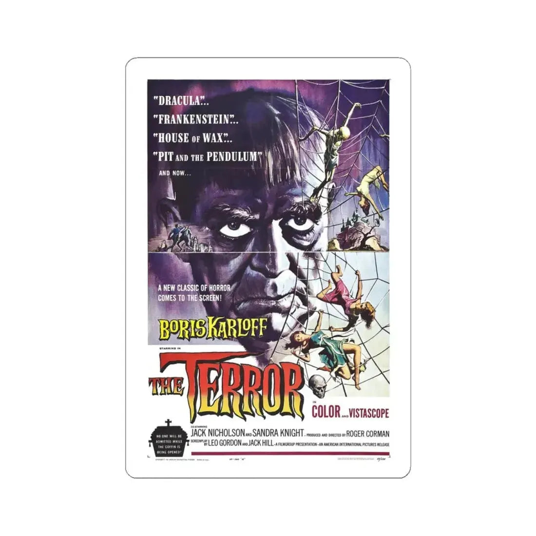 THE TERROR 1963 Movie Poster - STICKER Vinyl Kiss-Cut Decal 4 Inch White - The Sticker Space