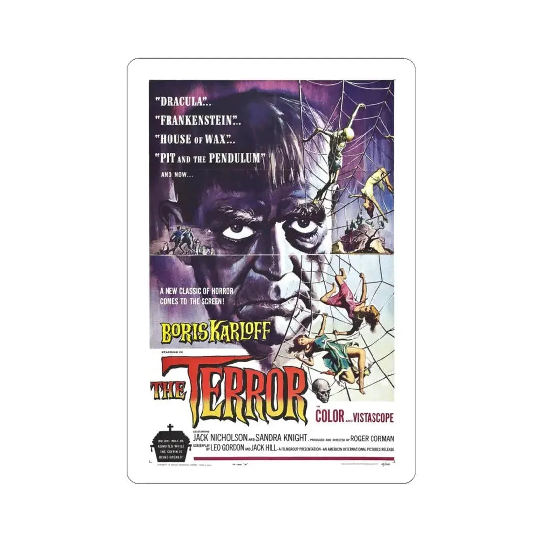 THE TERROR 1963 Movie Poster - STICKER Vinyl Kiss-Cut Decal 6 Inch White - The Sticker Space