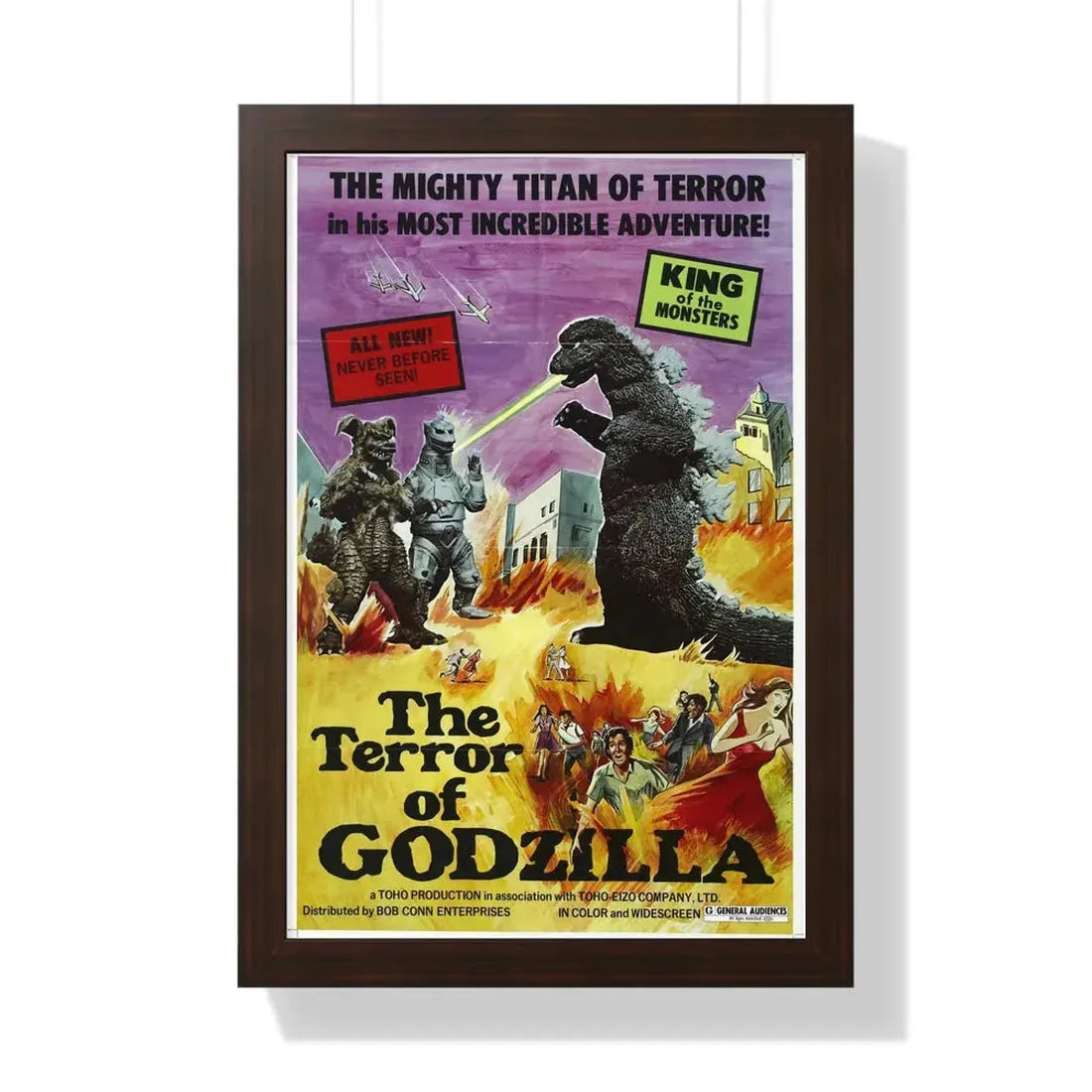 THE TERROR OF GODZILLA 1975 - Framed Movie Poster 16″ x 24″ Walnut - The Sticker Space