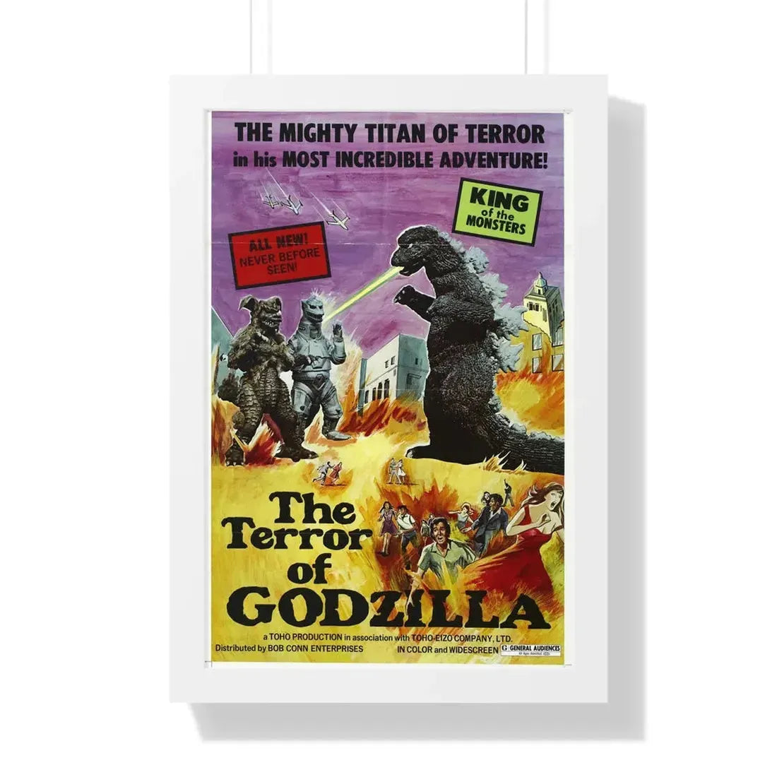 THE TERROR OF GODZILLA 1975 - Framed Movie Poster 16″ x 24″ White - The Sticker Space