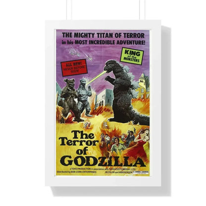THE TERROR OF GODZILLA 1975 - Framed Movie Poster 16″ x 24″ White - The Sticker Space