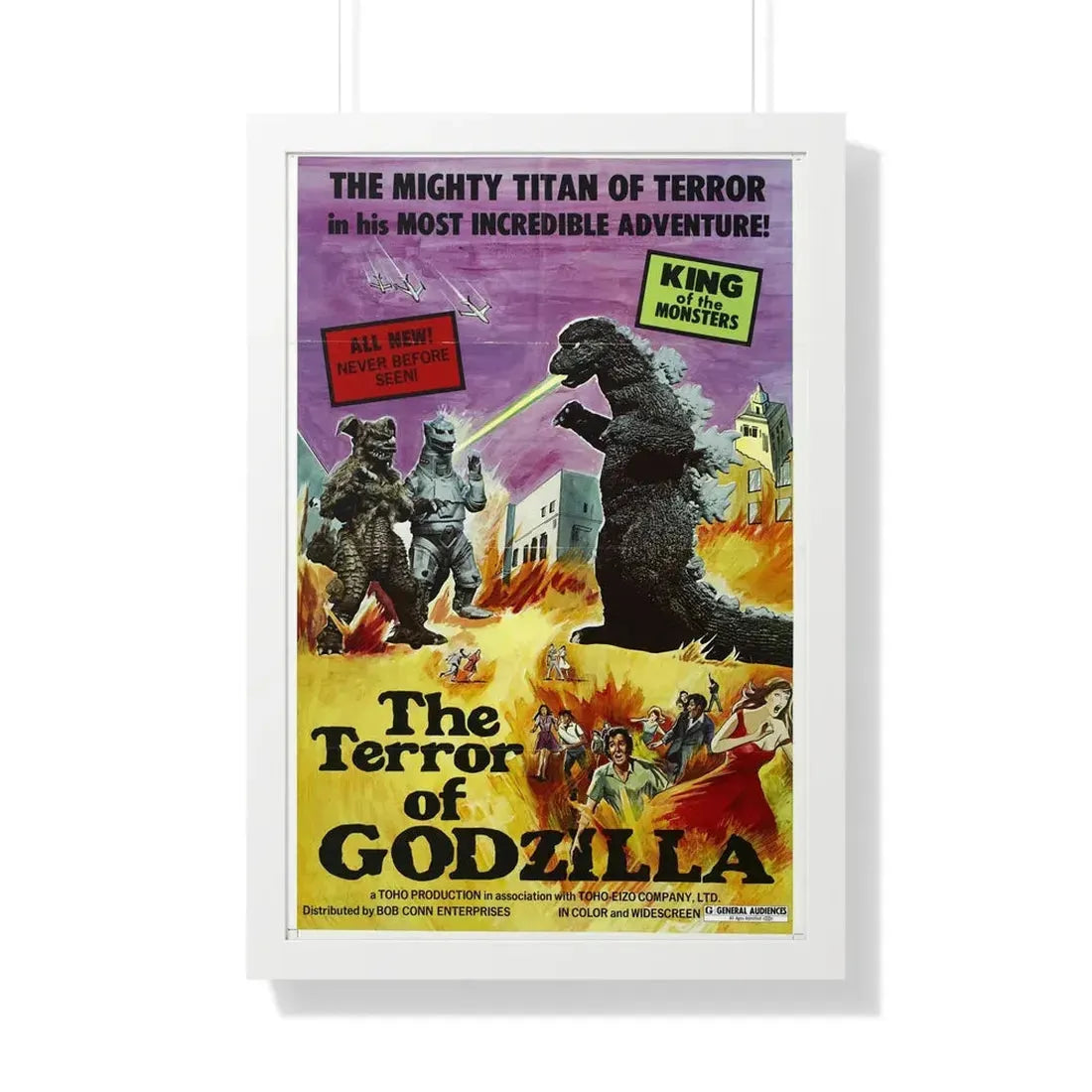 THE TERROR OF GODZILLA 1975 - Framed Movie Poster 20" x 30" White - The Sticker Space