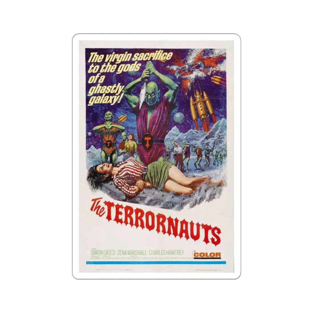 THE TERRORNAUTS 1967 Movie Poster - STICKER Vinyl Kiss-Cut Decal 4 Inch White - The Sticker Space
