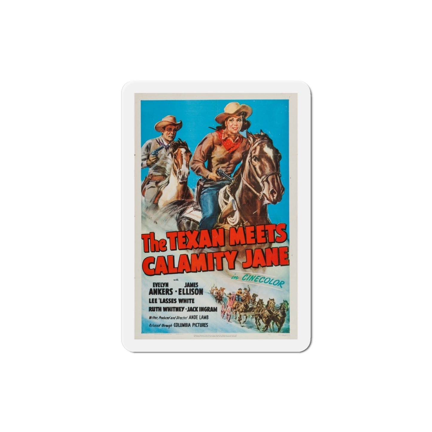 The Texan Meets Calamity Jane 1950 Movie Poster Die-Cut Magnet-3 Inch-The Sticker Space