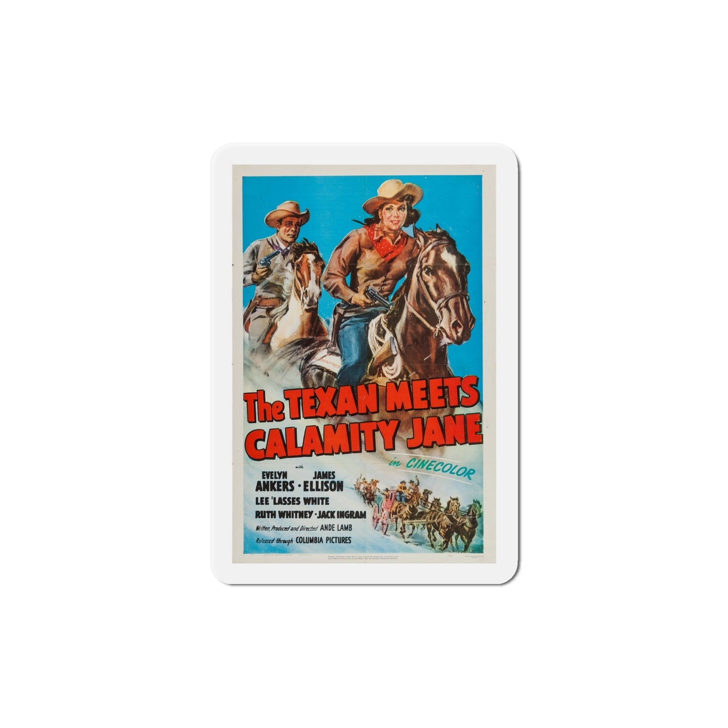 The Texan Meets Calamity Jane 1950 Movie Poster Die-Cut Magnet-5 Inch-The Sticker Space