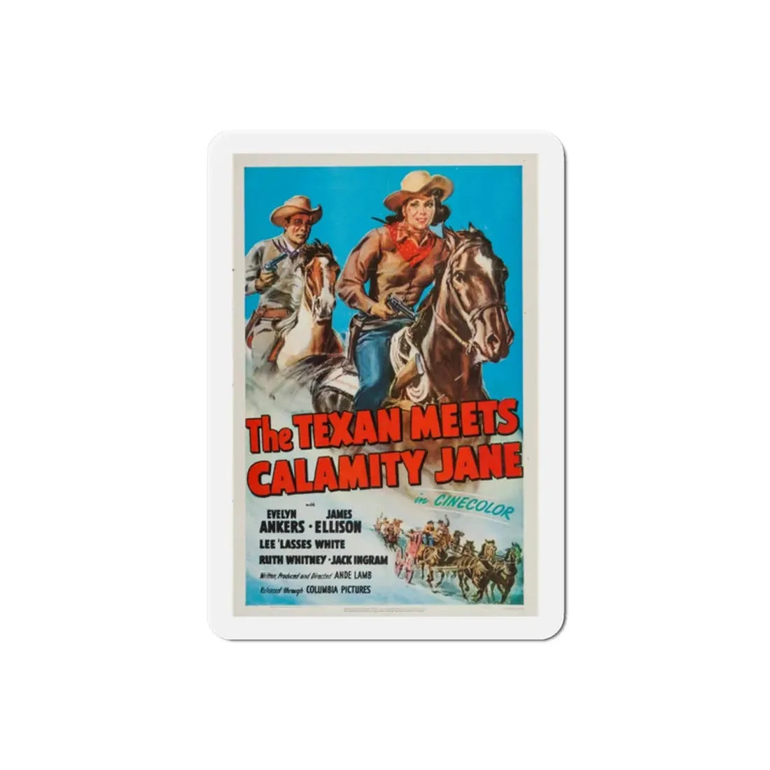 The Texan Meets Calamity Jane 1950 Movie Poster Refrigerator Magnet 2 Inch - The Sticker Space
