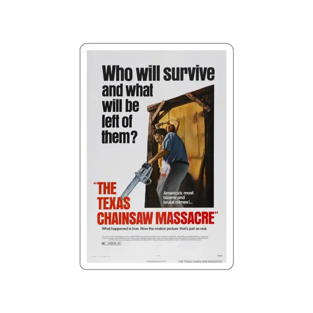 THE TEXAS CHAIN SAW MASSACRE 1974 Movie Poster STICKER Vinyl Die-Cut Decal 6 Inch - The Sticker Space
