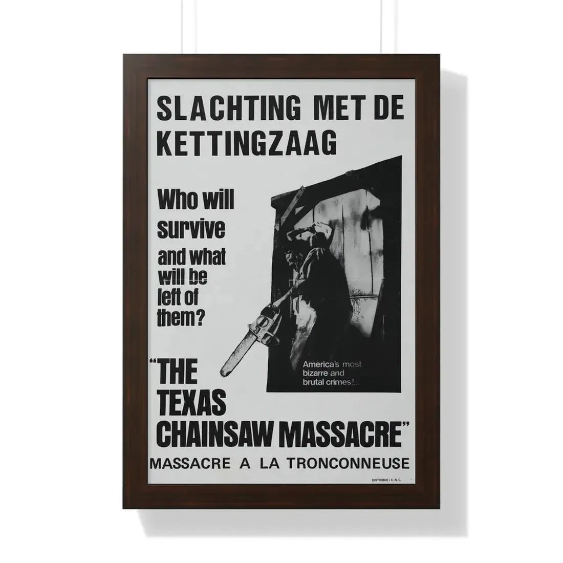 THE TEXAS CHAIN SAW MASSACRE (BELGIAN) 1974 - Framed Movie Poster 16″ x 24″ Walnut - The Sticker Space