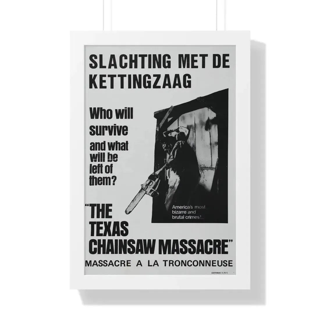 THE TEXAS CHAIN SAW MASSACRE (BELGIAN) 1974 - Framed Movie Poster 16″ x 24″ White - The Sticker Space
