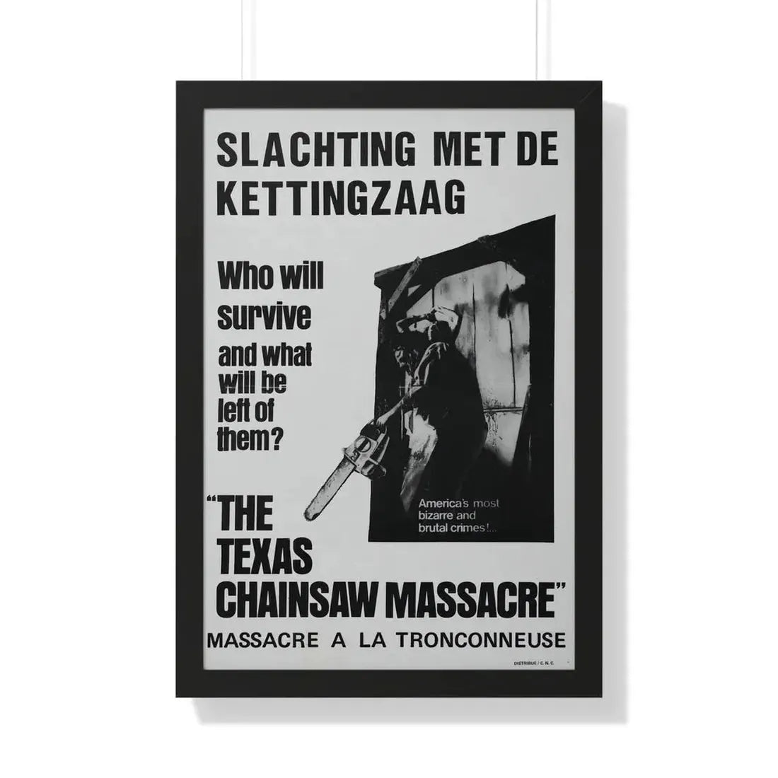 THE TEXAS CHAIN SAW MASSACRE (BELGIAN) 1974 - Framed Movie Poster 20" x 30" Black - The Sticker Space