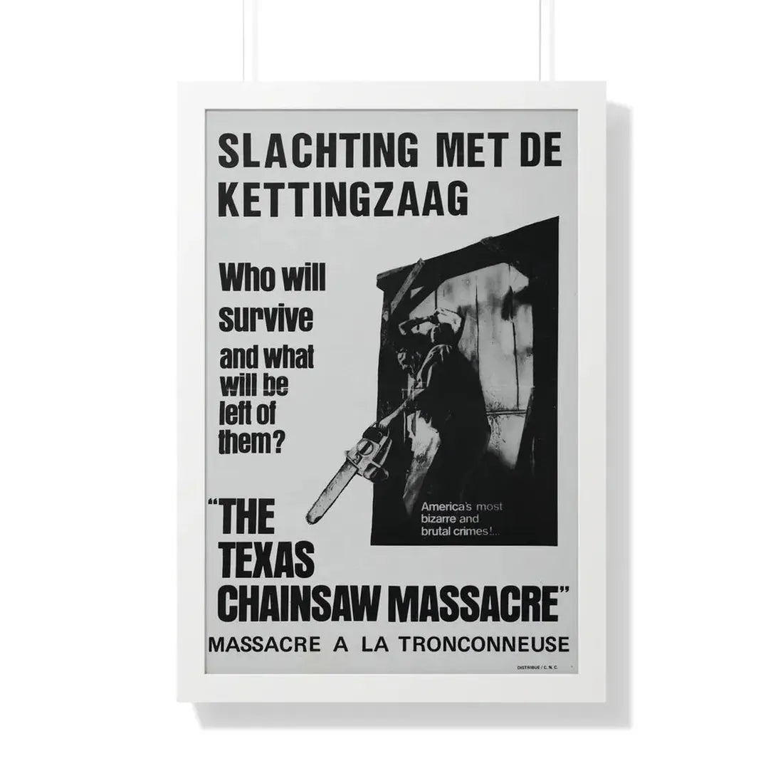 THE TEXAS CHAIN SAW MASSACRE (BELGIAN) 1974 - Framed Movie Poster 20" x 30" White - The Sticker Space