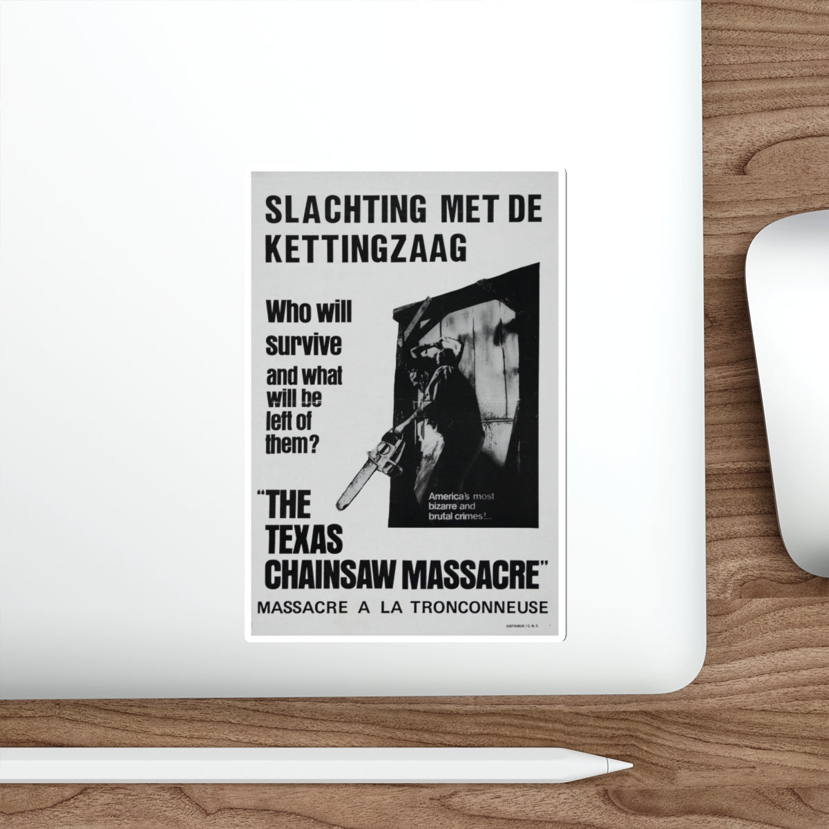 THE TEXAS CHAIN SAW MASSACRE (BELGIAN) 1974 Movie Poster STICKER Vinyl Die-Cut Decal-The Sticker Space