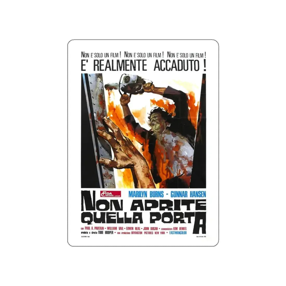 THE TEXAS CHAIN SAW MASSACRE (ITALIAN) 1974 Movie Poster STICKER Vinyl Die-Cut Decal 5 Inch - The Sticker Space