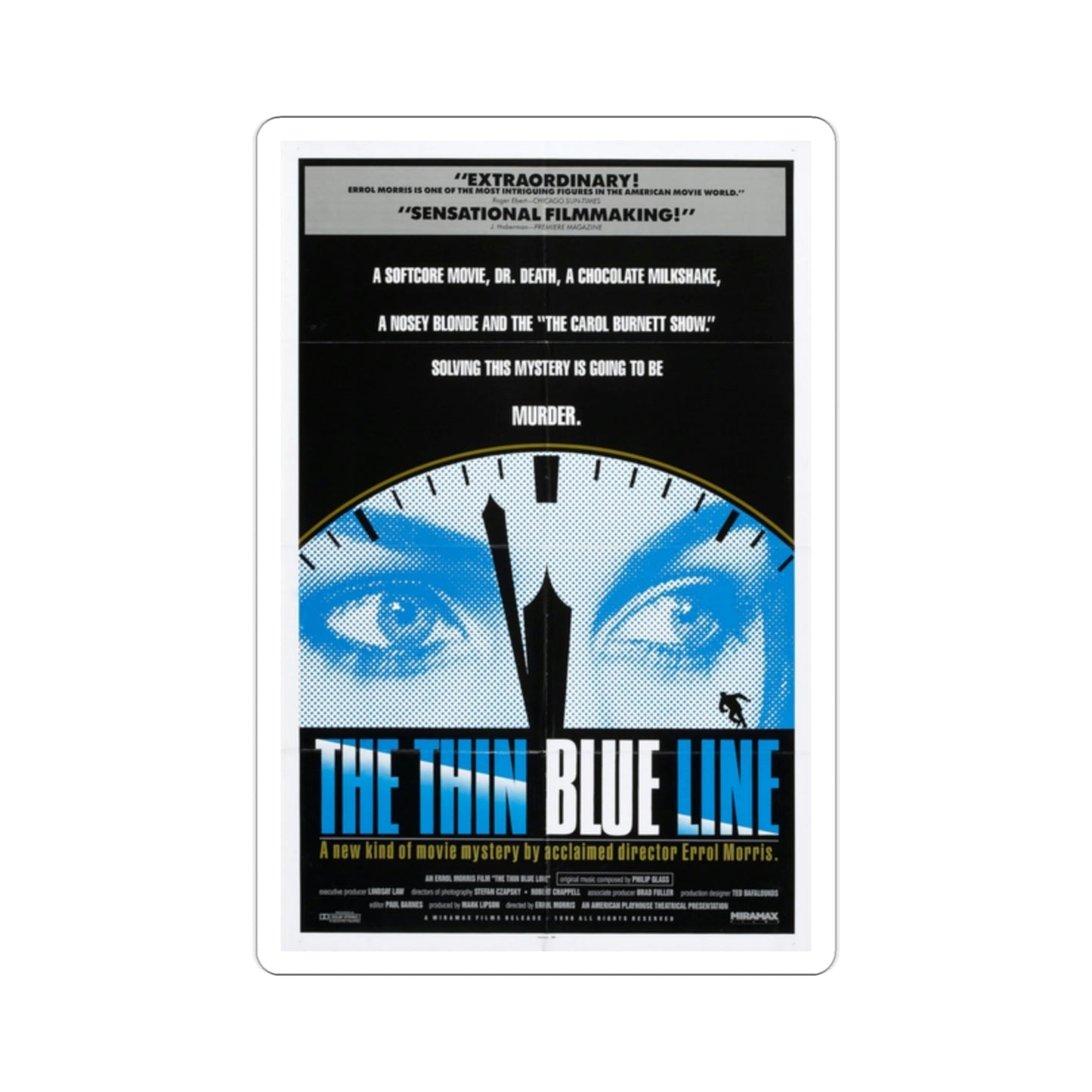 The Thin Blue Line 1988 Movie Poster STICKER Vinyl Die-Cut Decal-2 Inch-The Sticker Space